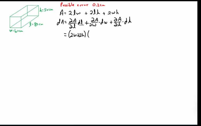 The dimensions of a closed rectangular box are measured as